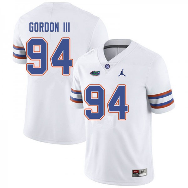 Jordan Brand Men #94 Moses Gordon III Florida Gators College Football Jerseys White
